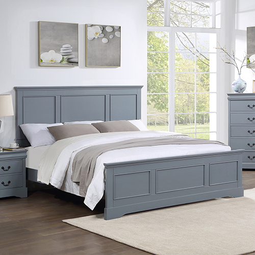 Spencer Gray Solid Wood Bed frame with Headboard & Footboard and 4 Slats support in Multiple Sizes
